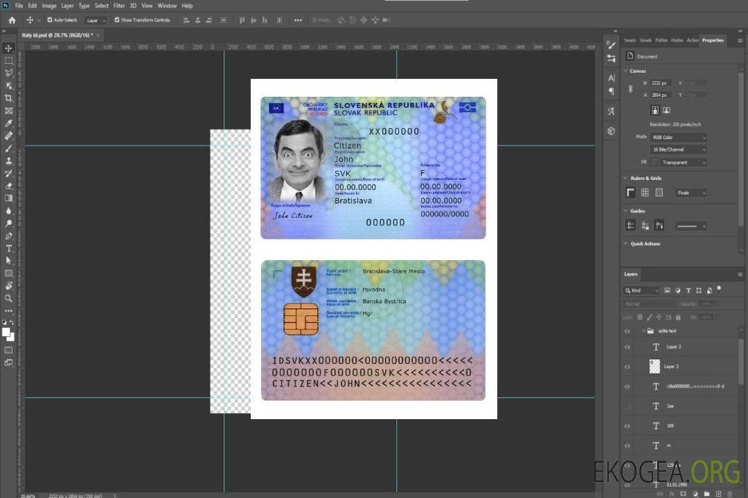 Carte d'identité de Slovaquie 2022-présent template Carte d'identité de Slovaquie 2022-présent template